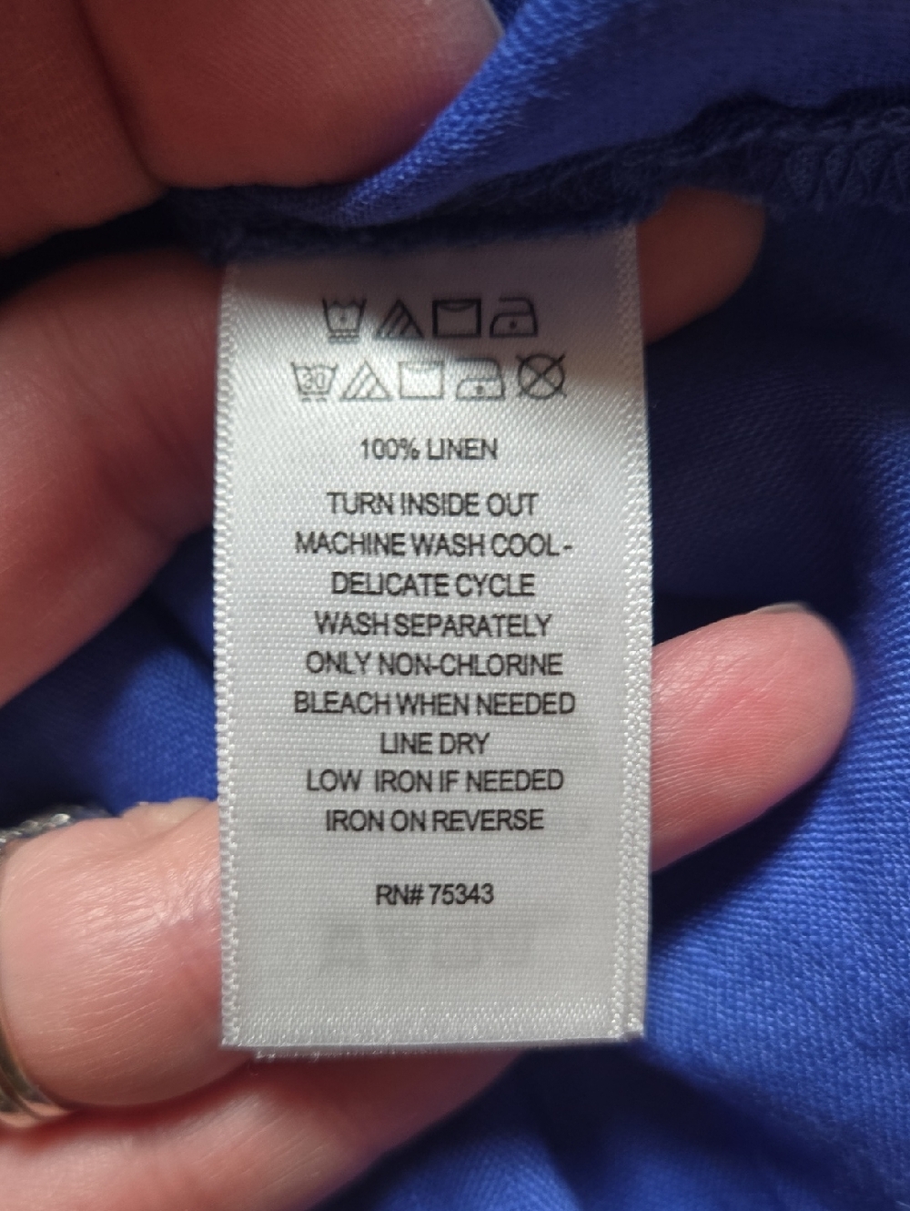 BN Cynthia Rowley cobalt blue 100% linen puff sleeve button-front top - Picture 4 of 4